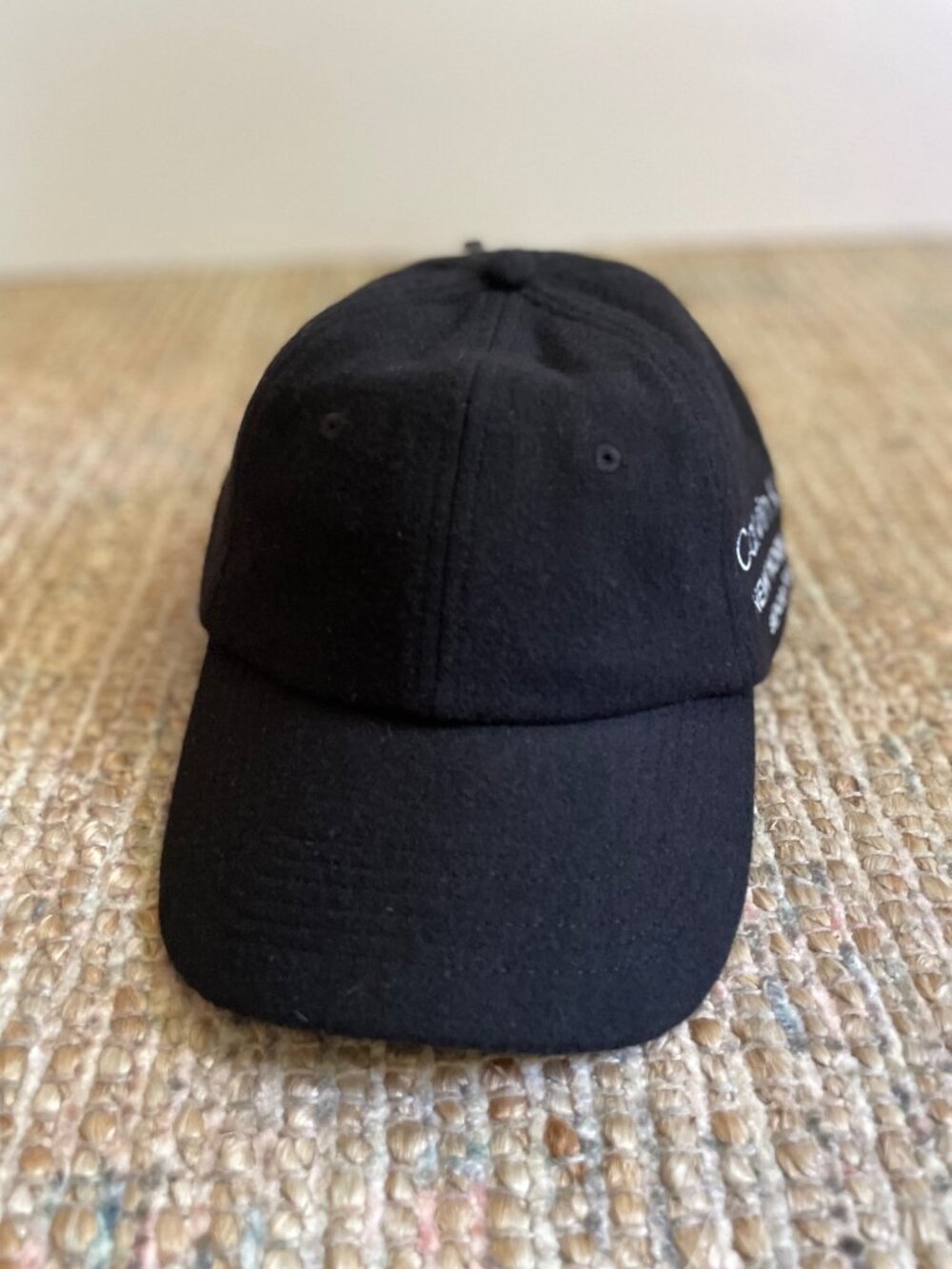 Calvin Klein NYC 1968 Black Wool Blend Adjustable Baseball Cap Hat Rare NWT